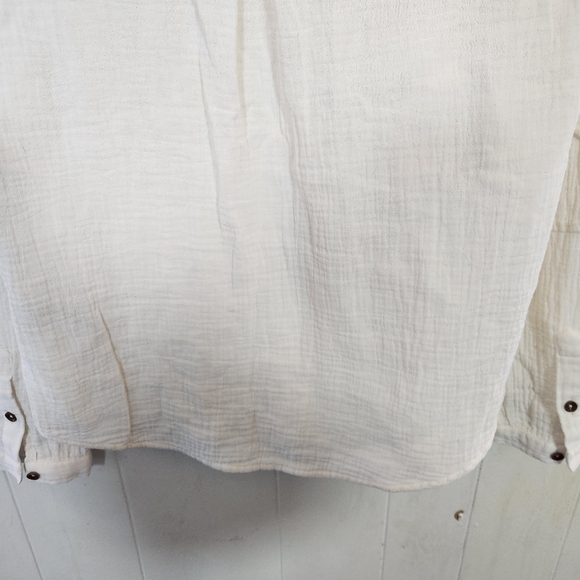 SuperDry Penny Collar Shirt Blouse in Oatmeal Size 10 Lightweight gauzy - Picture 6 of 16